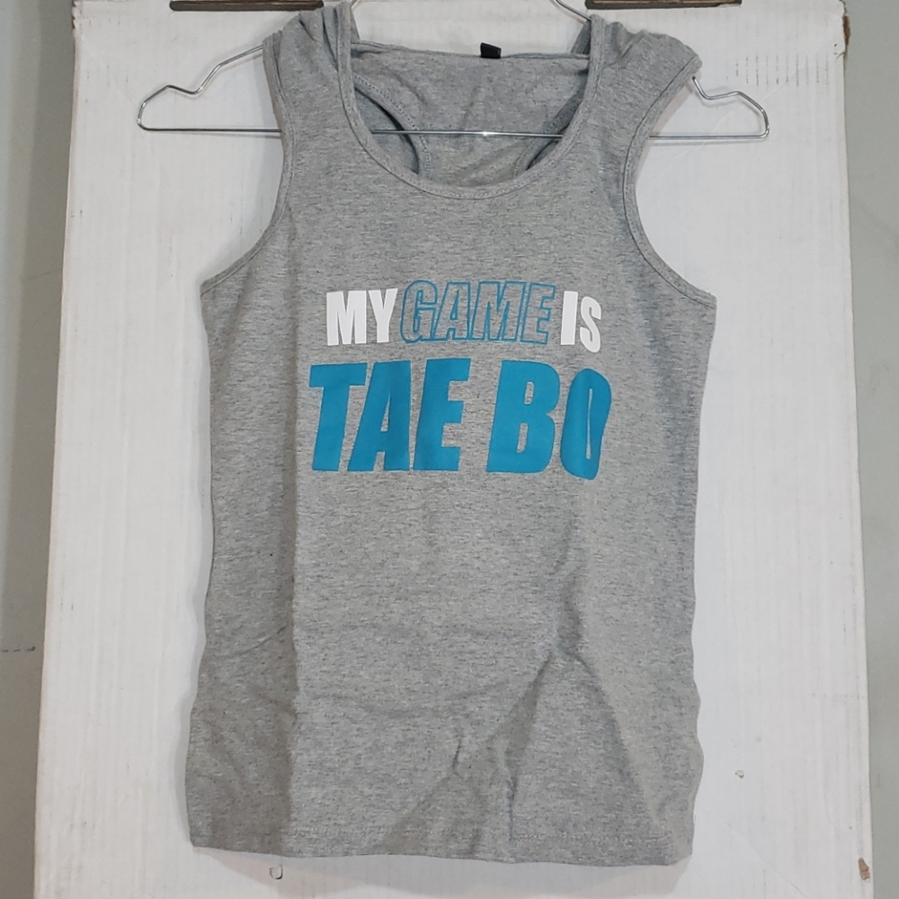 Tae Bo “MY GAME IS TAEBO” Grey Cut-Off Hoodie